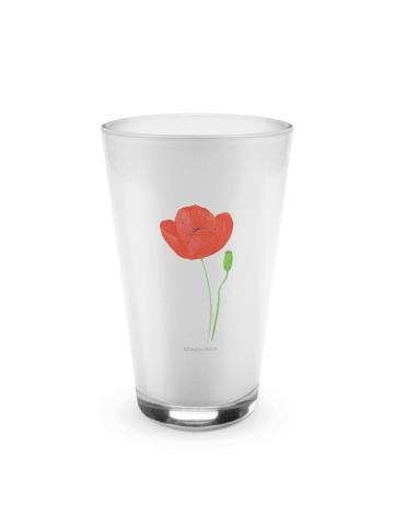 Mr. & Mrs. Panda Trinkglas Blume Mohnblume ohne Spruch in Transparent