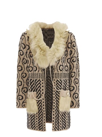 faina Damen Strickjacke in Beige Schwarz