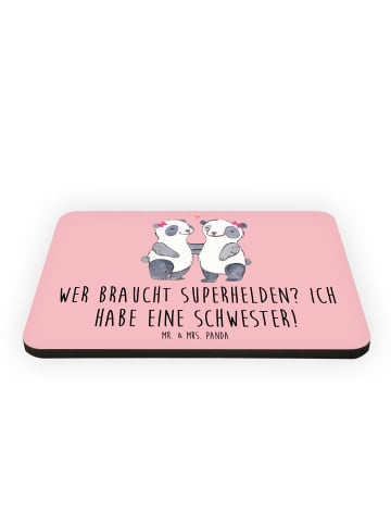 Mr. & Mrs. Panda Kühlschrankmagnet Liebe Schwester mit Spruch in Rot Pastell