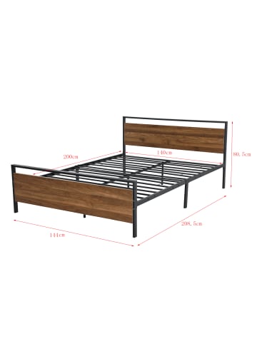 en.casa Metallbett Finse in Braun (B)140cm