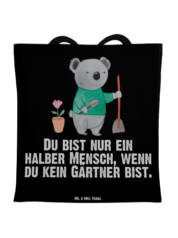 Mr. & Mrs. Panda Tragetasche Gärtner Herz mit Spruch in Schwarz