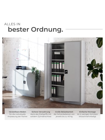 tectake Aktenschrank - abschließbar mit höhenverstellbaren Böden