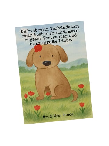 Mr. & Mrs. Panda Postkarte Hund Dame Design mit Spruch in Weiß