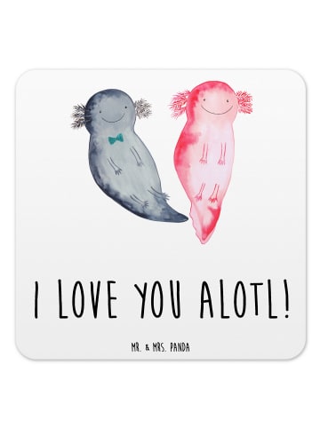 Mr. & Mrs. Panda Bierdeckel Axolotl Liebe mit Spruch in Weiß