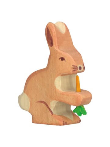 Holztiger Hase mit Karotte aus Holz - ab 3 Jahren