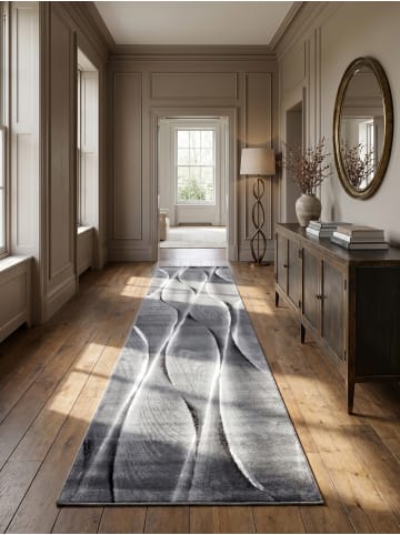 KADIMA DESIGN Teppich Kurzflor Waschbar Ombre DRAU Strapazierfähig OEKO-TEX in Schwarz