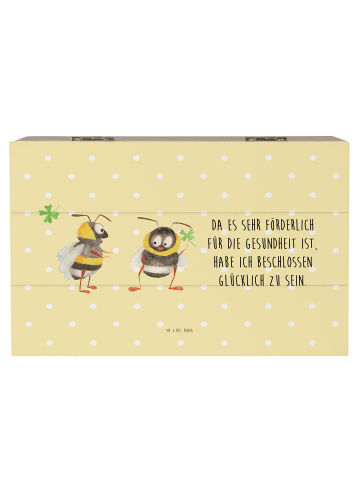 Mr. & Mrs. Panda Truhe Hummeln Kleeblatt mit Spruch in Gelb Pastell