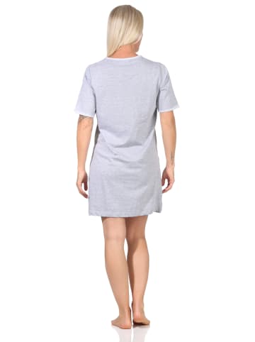 NORMANN Nachthemd kurzen Ärmeln und "New York City Loving" - 65336 in Grau