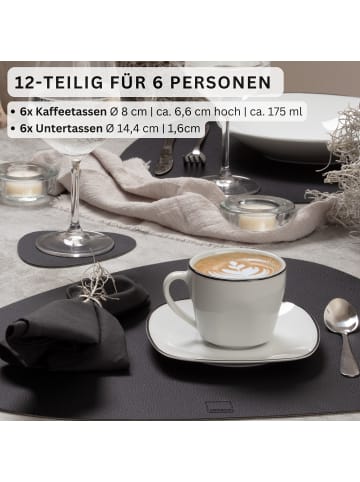 Sänger 12-tlg. Kaffeetassen Set Bilgola Black Rim in Wei 