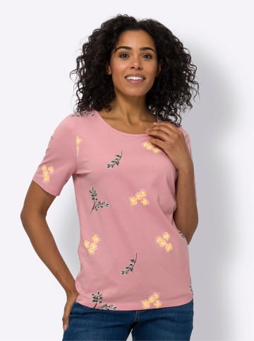 Sieh an! Kurzarm-Shirt in rosenquarz-weiß-bedruckt