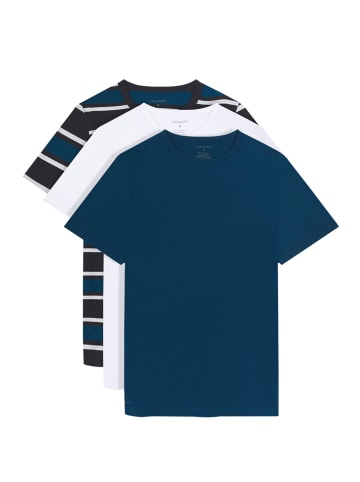 Lyle & Scott T-Shirt (3Er-Set) in Apres Navy/ Marineblau gestreift/ Weiß