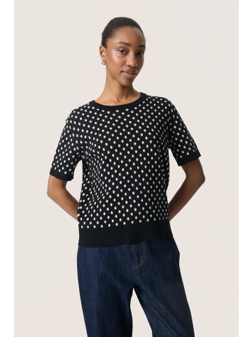 Soaked in Luxury Strickpullover SLGya Gerade Passform in Black w Sandshell Dot
