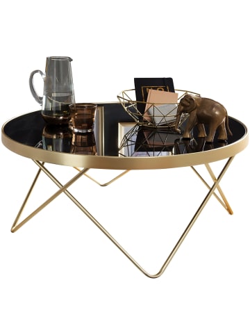 KADIMA DESIGN Couchtisch | ø82cm, Schwarz/Gold, Glas
