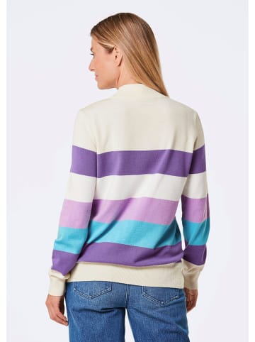GOLDNER Kurzgröße:  Strickpullover in beige / gemustert