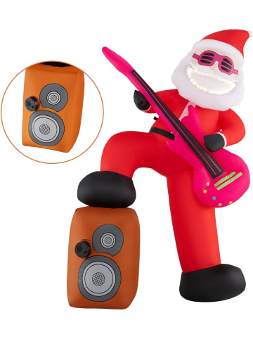COSTWAY Aufblasbarer Weihnachtsmann mit Gitarre & Musik in Bunt