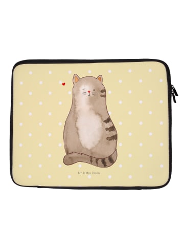 Mr. & Mrs. Panda Laptop Tasche Katze Sitzen ohne Spruch in Gelb Pastell