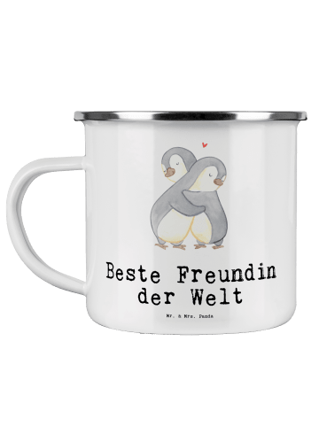 Emaille Tasse Pinguin Beste Freundin der Welt m... in Weiß