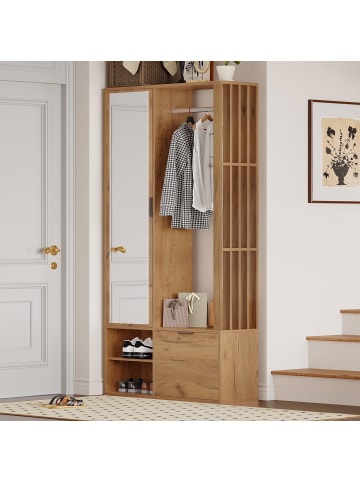 ABRIHOME 6 in 1 Eingangsschrank mit Wäscheständer und Spiegel 100*33*190cm
