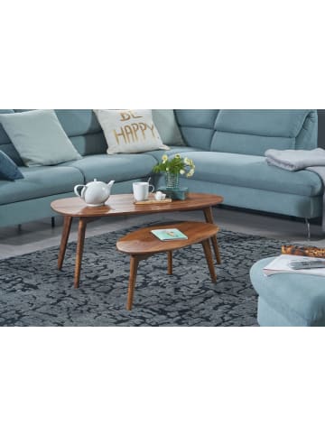 KADIMA DESIGN Retro-Couchtische aus Massivholz, 2er Set, Nierenform, handgefertigt in Braun