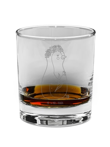 Mr. & Mrs. Panda Whiskey Glas Pinguin Blumen ohne Spruch in Transparent
