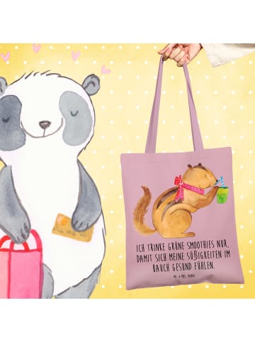 Mr. & Mrs. Panda Tote Bag Eichhörnchen Smoothie mit Spruch in Rosa Pastell