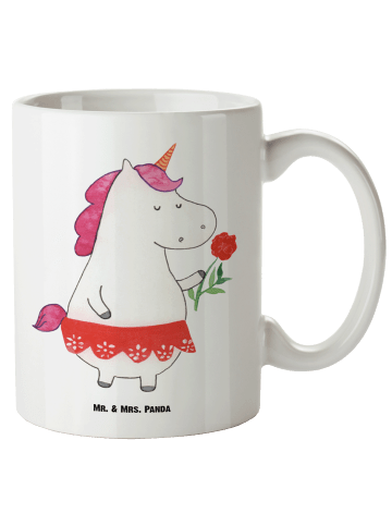 Mr. & Mrs. Panda XL Tasse Einhorn Dame ohne Spruch in Weiß