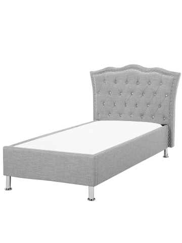 Beliani Einzelbett METZ in Grau/Silber - (W) 126 x (H) 102 x (L) 217 cm