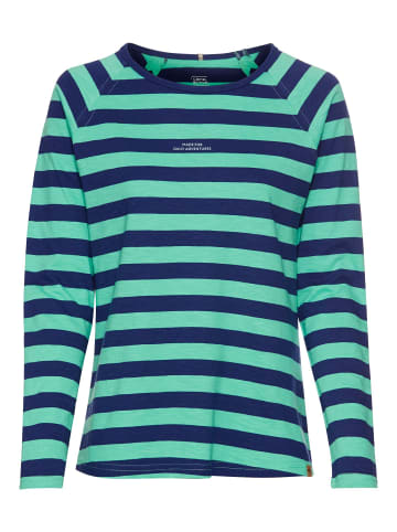 Camel Active Gestreiftes Langarmshirt aus reiner Baumwolle in Grün-Blau