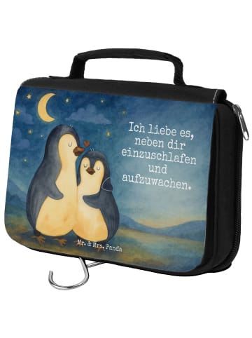 Mr. & Mrs. Panda Kulturbeutel Pinguine Einschlafen Design mit Sp... in Weiß