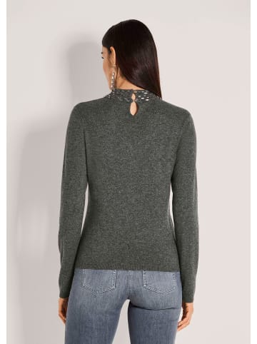 MADELEINE Eleganter Wollpullover mit Stehkragen in bleigrau / melange