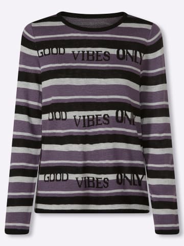 Sieh an! Jacquard-Pullover in schwarz-feige-gemustert