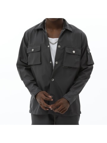 COFI 1453 HemdjackeKnöpfen und Taschen langarm Overshirt Anthrazit S in Anthrazit