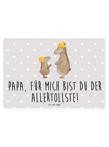 Mr. & Mrs. Panda Blechschild Bären mit Hut mit Spruch in Grau Pastell
