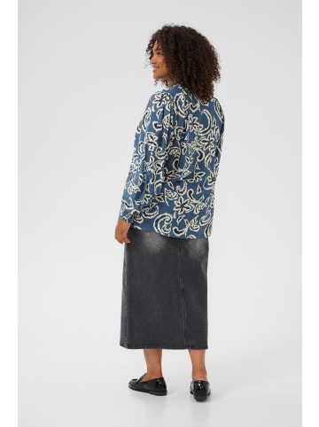 KAFFE curve Bluse kurzarm KCmahlia Regular fit in Bering Sea/White Paisley