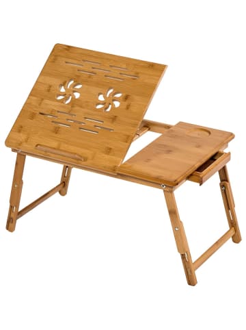 tectake Laptoptisch inklusive Schublade und Abstellfläche, 55 x 35 x 26 cm