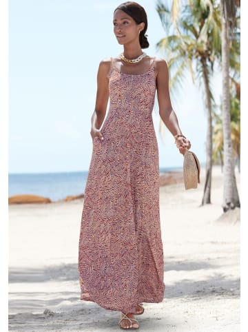 Vivance by Lascana Maxikleid in rot-apricot-blau bedruckt