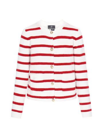 DreiMaster Maritim Cardigan in offwhite red stripe