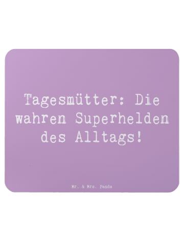 Mr. & Mrs. Panda Mousepad Spruch Tagesmutter Superheld mit Spruch in Lavendeltraum