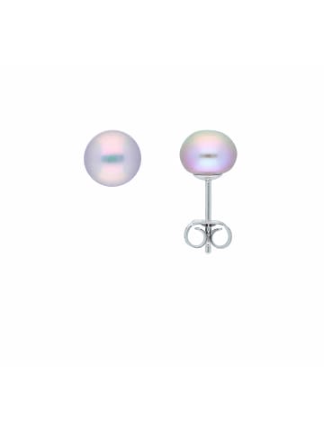 Adeliás Damen 925 Silber Ohrringe / Ohrstecker mit Süßwasser Zuchtperle Ø 8 mm in silber