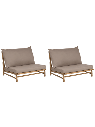 Beliani 2er-Set Gartenstuhl TODI in Heller Holzfarbton/Beige