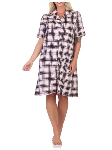 NORMANN Kurzarm Nachthemd Jersey kariert Übergröße 125 214 446 in rosa