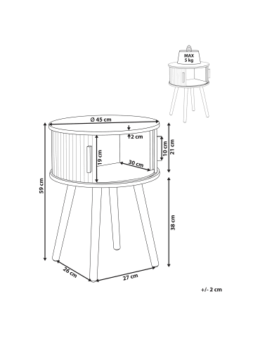 Beliani Beistelltisch SELAH in Braun - (W) 45 x (H) 59 x (L) 45 cm