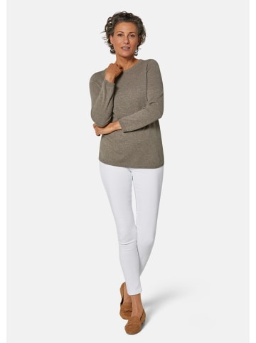 GOLDNER Kurzgröße:  Kaschmirpullover mit U-Boot Ausschnitt in taupe