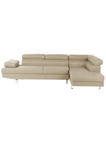 Beliani Ecksofa NORREA in Beige/Silber - (W) 262 x (H) 81 x (L) 169 cm linksseitig