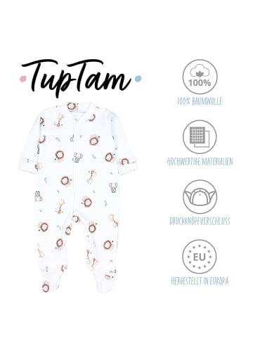 TupTam Baby Jungen Schlafstrampler mit Fuß 3er Pack in weiß Modell 2