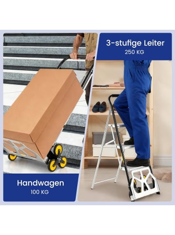 COSTWAY 2-in-1 Treppensackkarre mit Leiter in Schwarz