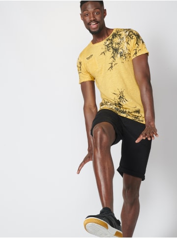KOROSHI Kurzarm T-Shirt in gelb