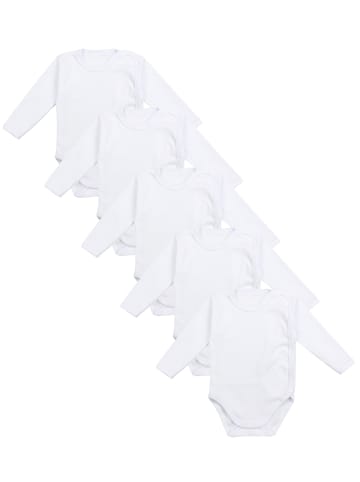 TupTam Unisex Baby Wickelbody Langarm 5er Set in weiß