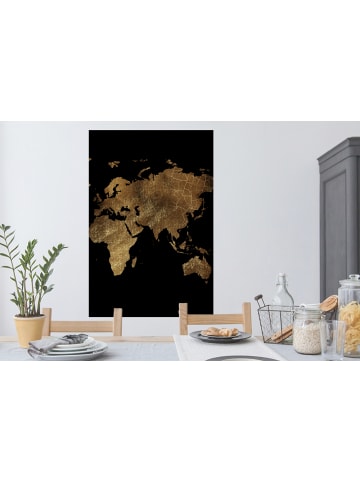 OnlyWow Wandtattoo Weltkarte gold schwarz