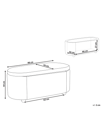 Beliani Pouf HAYWARD in Beige/Braun - (W) 98 x (H) 44 x (L) 44 cm